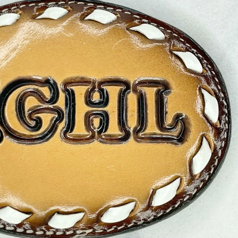Tony Lama KGHL Billings Montana Radio Station Leather Buckle ✨